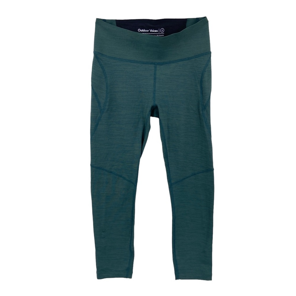 OUTDOOR VOICES Cropped Leggings Running Yoga Gym Active Compression Green